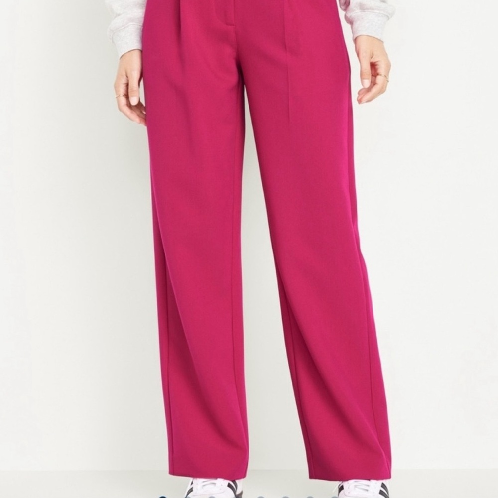 Women’s Old Navy Taylor Trousers Size Medium M Wide Leg Extra High Waist Pink
